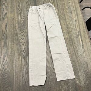 Izod Pants Straight Leg Flat Front Mid Rise Cotton Stretch Chino Khaki Size 10